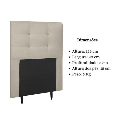 Cabeceira Estofada Cama Box Solteiro 90 Cm Helena Suede Bege
