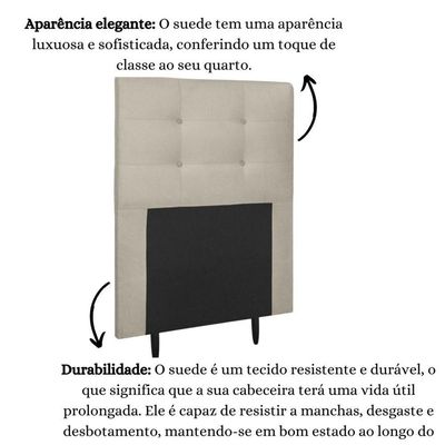 Cabeceira Estofada Cama Box Solteiro 90 Cm Helena Suede Bege
