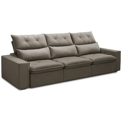 Sofá Retrátil Reclinável Para Sala 4 Lugares 290cm Aires F04 Veludo Marrom Claro - Lyam Decor