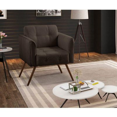 Kit 2 Poltronas Decorativa Bia Couro Marrom