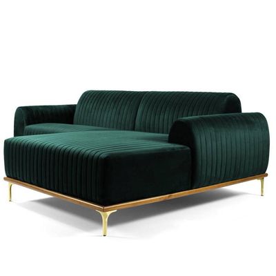 Sofá 3 Lugares Com Chaise Base de Madeira Euro 245 Cm Verde