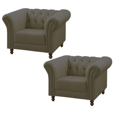 Kit 02 Poltronas Decorativa Couro Fendi