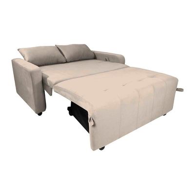 Sofá Cama Compacto 2 Lugares 1,38 Larg Amora New Matrix Suede Bege