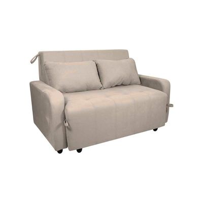 Sofá Cama Compacto 2 Lugares 1,38 Larg Amora New Matrix Suede Bege