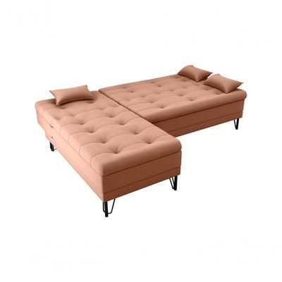 Sofá Cama 3 Lugares Com Chass Casal Luxo Premium Nice Matrix Veludo Ferrugem