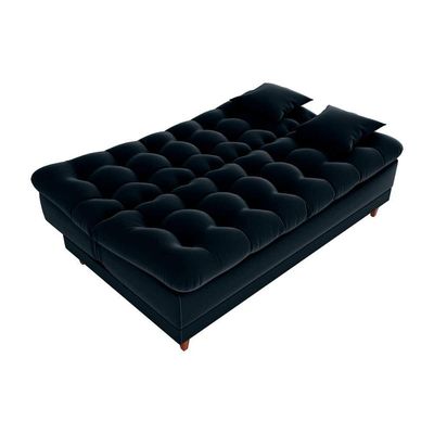 Sofá Cama 3 Lugares Casal Confortável 1,85 Larg Duda Matrix Veludo Preto