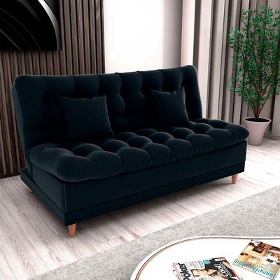 Sofá Cama 3 Lugares Casal Confortável 1,85 Larg Duda Matrix Veludo Preto