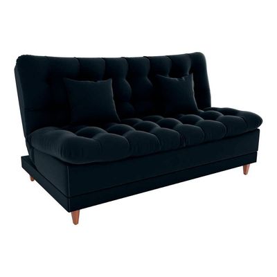 Sofá Cama 3 Lugares Casal Confortável 1,85 Larg Duda Matrix Veludo Preto