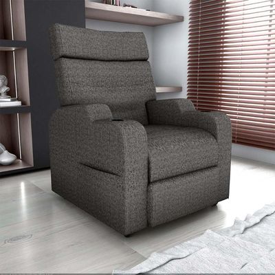 Poltrona Do Papai Reclinável Premium Com Porta Copos E Porta Controle Toro Matrix Linho Chumbo