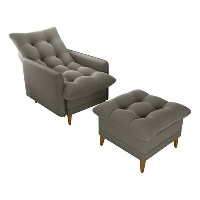 Poltrona De Amamentação Com Puff Luxo Confortável Montreal Matrix Suede Capuccino