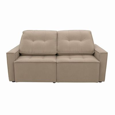 Sofá Retrátil Reclinável 2 Lugares Para Recepção Suede Bege