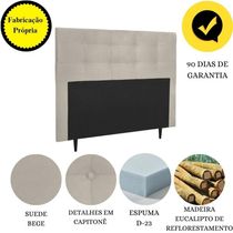 Cabeceira Estofada Cama Box Casal 140 Cm Helena Suede Bege