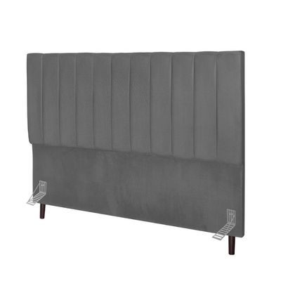 Cabeceira Estofada Cama Box Solteiro 100 Cm Carolina Linho E Frame Cor:cinza