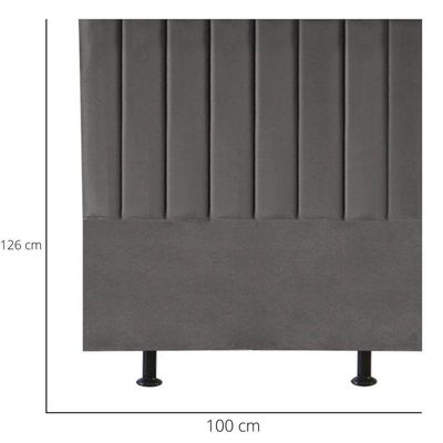 Cabeceira Estofada Cama Box Solteiro 100 Cm Carolina Linho E Frame Cor:cinza