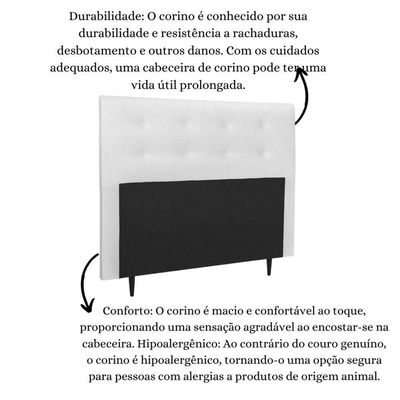 Cabeceira Estofada Cama Casal 140 Cm Helena Corino Branco