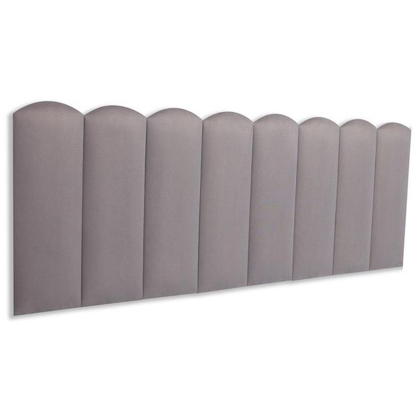 Cabeceira Queen Kit 8 Placas Modelo Nuvem - Suede Cinza