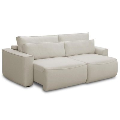 Sofá 3 Lugares Retrátil Reclinável Para Sala De Estar 230cm Odilon F04 Linho Creme - Lyam Decor