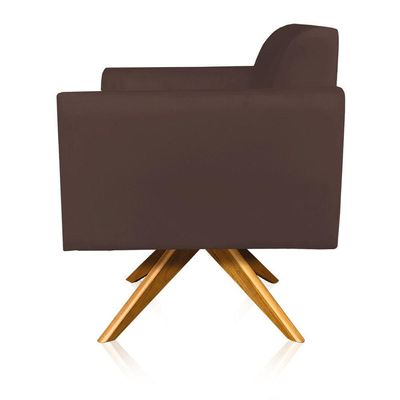 Poltrona Marisa Suede Base Madeira Marrom