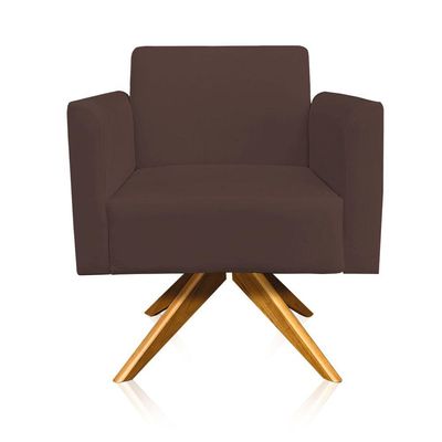 Poltrona Marisa Suede Base Madeira Marrom