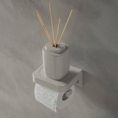 Porta Papel Higiênico de Parede Bege Eleve Ou Fechado Banheiro