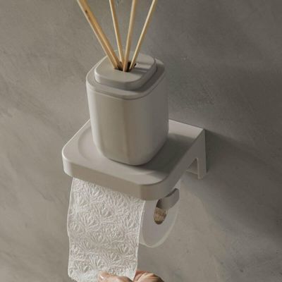 Porta Papel Higiênico de Parede Bege Eleve Ou Fechado Banheiro