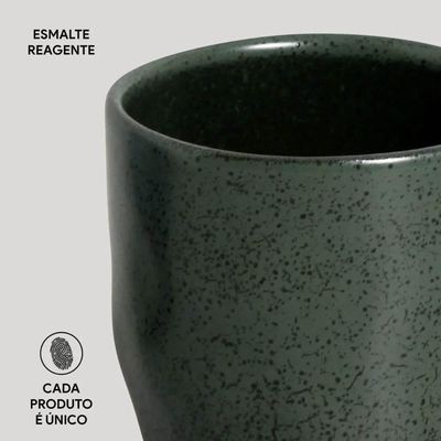 Jogo de 6 Canecas Arauco 273ml Verde Xícara de Chá Cerâmica Porto Brasil