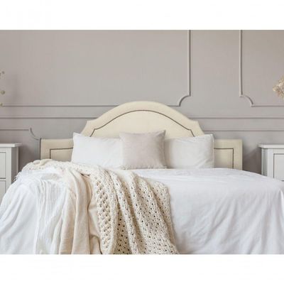 Cabeceira King Luxo 193X60 Off White Tachas Prata