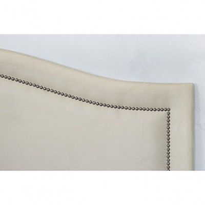 Cabeceira King Curva Luxo 193x60 Suede Off White - Tachas Prata