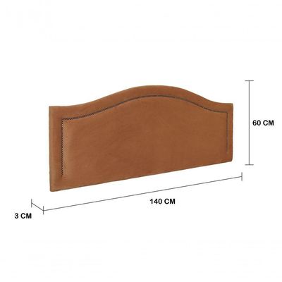 Cabeceira Casal Curva Luxo 140x60 Veludo Terracota - Tachas Fumê