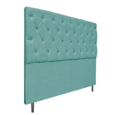 Cabeceira Casal Estofada Liverpool 140cm Suede Azul Tiffany