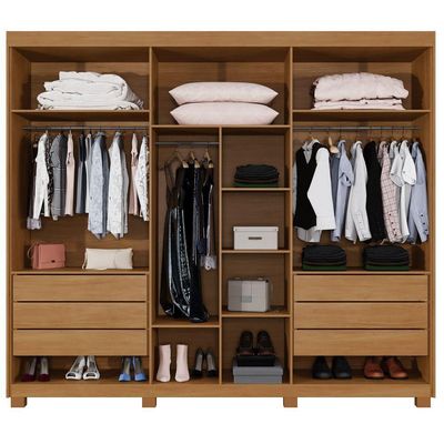 Guarda Roupa San Remo 6 Portas 6 Gavetas 9 Prateleiras Cinamomo