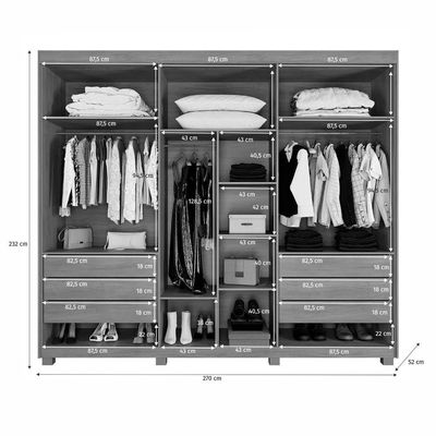 Guarda Roupa San Remo 6 Portas 6 Gavetas 9 Prateleiras Cinamomo