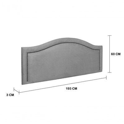 Cabeceira King Curva Luxo 193x60 Suede Cinza - Tachas Fumê