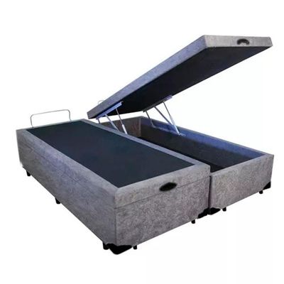 Cama Box Baú Blindado Casal Bipartido Homequeen Suede Cinza 41x138x188