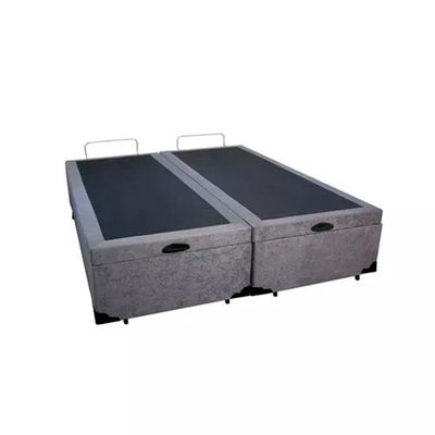 Cama Box Baú Blindado Casal Bipartido Homequeen Suede Cinza 41x138x188