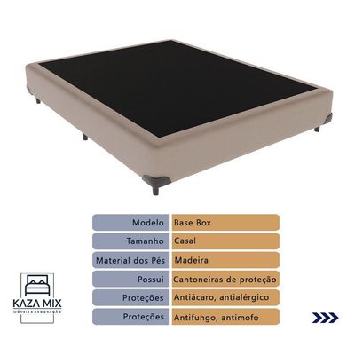 Cama + Box Airtech Colchão Ortobom Casal 138cm Springpocket Cor:preto