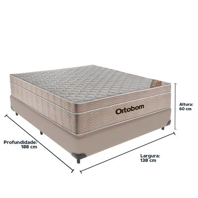 Cama + Box Airtech Colchão Ortobom Casal 138cm Springpocket Cor:preto
