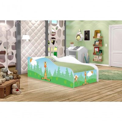 Cama Carro Fun Adesivada Girafa E Coruja Solteiro
