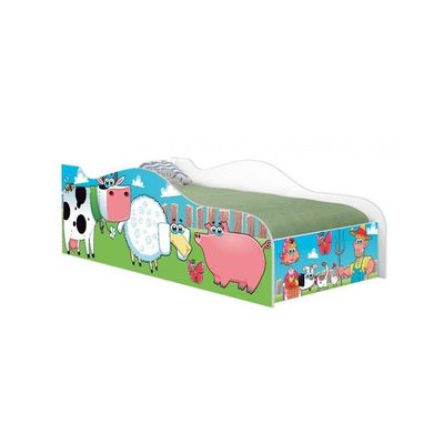 Cama Carro Fun Adesivada Fazendinha E Vaquinha Solteiro
