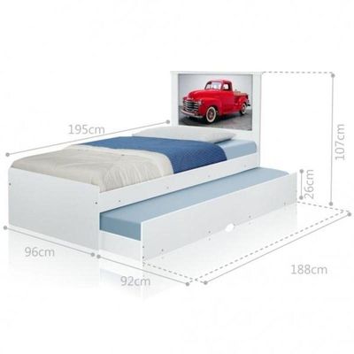 Cama Bibox Solteiro Carro Classic Red Com Colchões