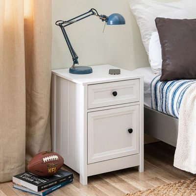 Mesa de Cabeceira 1 Gaveta 1 Porta -114 Branco Ditália
