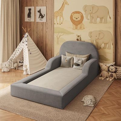 Cama Colchão Montessoriana Infantil Proteção Lateral Balaqui Cinza Grafite