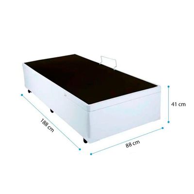 Cama Box Baú Solteiro 88 Tecido Sintético Branco Com Colchão De Espuma D33 Tokio Bege