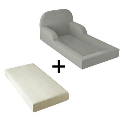Cama Colchão Montessoriana Infantil Proteção Lateral Balaqui - Cinza Claro