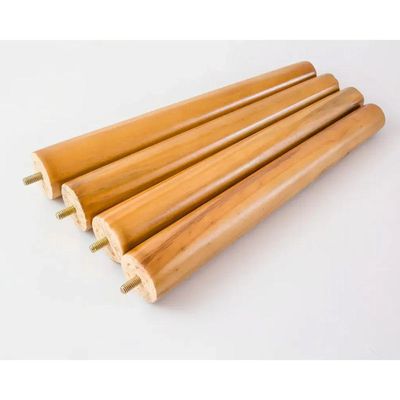 Kit 4 Pé Palito 25cm Madeira Para Poltrona Puff Cama Box Mesa