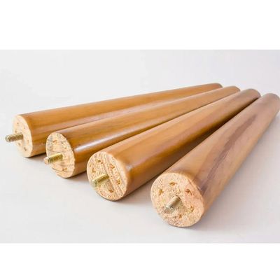 Kit 4 Pé Palito 25cm Madeira Para Poltrona Puff Cama Box Mesa