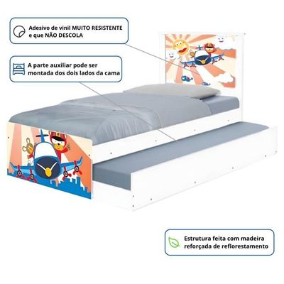 Bicama Juvenil Com Cabeceira Adesivada Patrulha Ursinhos
