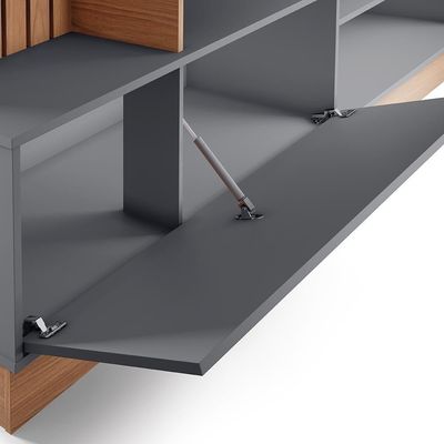 Estante Painel Para 65 Pol Com Led Aracati C04 Freijó Cinza Fosco - Lyam Decor
