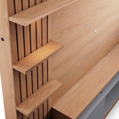 Estante Painel Para 65 Pol Com Led Aracati C04 Freijó Cinza Fosco - Lyam Decor