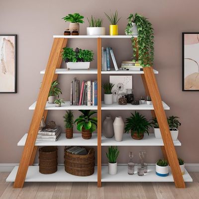 Kit 2 Estante Multiuso Decorativa 5 Prateleiras Stela A06 Freijó/branco - Mpozenato